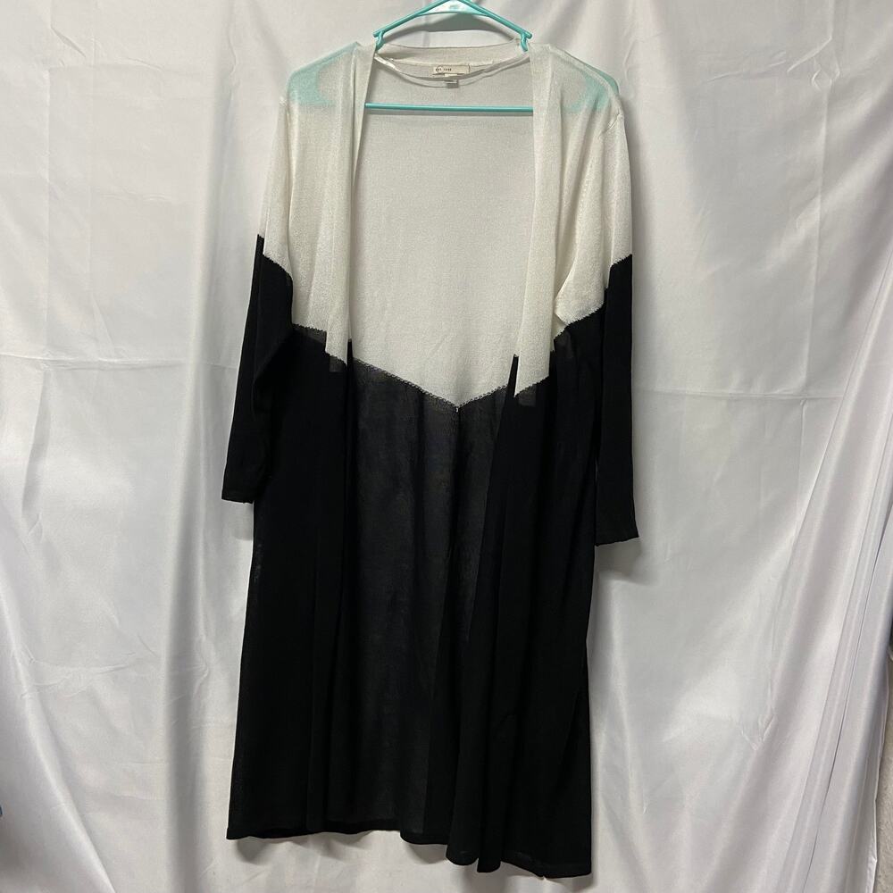 EST. 1946 Knitted Open Cardigan Black White Cover Up W/ Sleeves XL